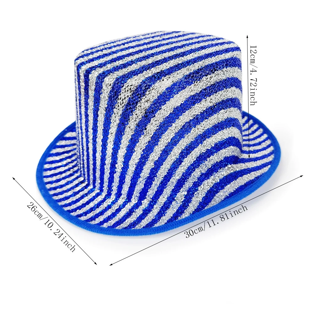 

Carnival Party Colorful Striped Glitter Lincoln Hat Colorful Shiny Sequin Clown Hat for Stage Performance Magician Clown Top Hat