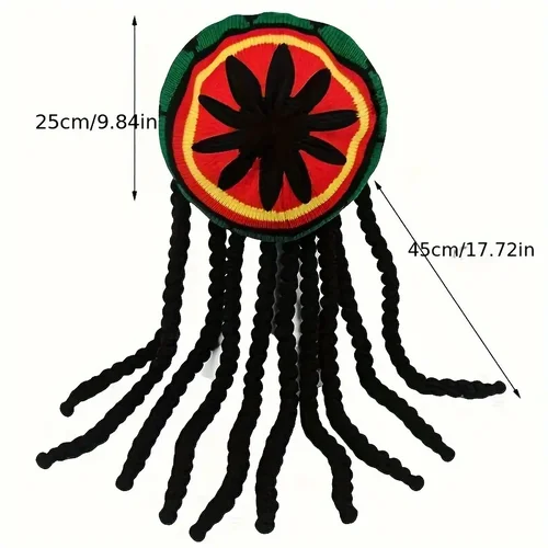 Imagen 2 del producto Sombrero de punto Rasta Reggae con trenzas falsas, gorros jamaiquinos, rastas de Hip Hop, peluca, sombreros, vestido de lujo, boina Hippie, disfraz de fiesta, nuevo