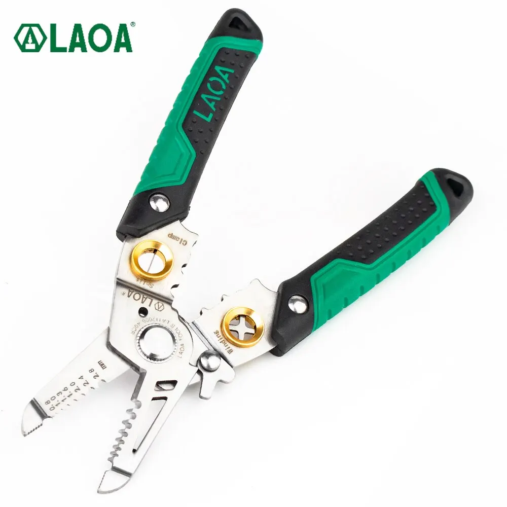 LAOA Wire Stripper Cable Cutter Crimping Pliers Clamper Splitting Winding Peeling Edge Stainless Steel Electrician Tool