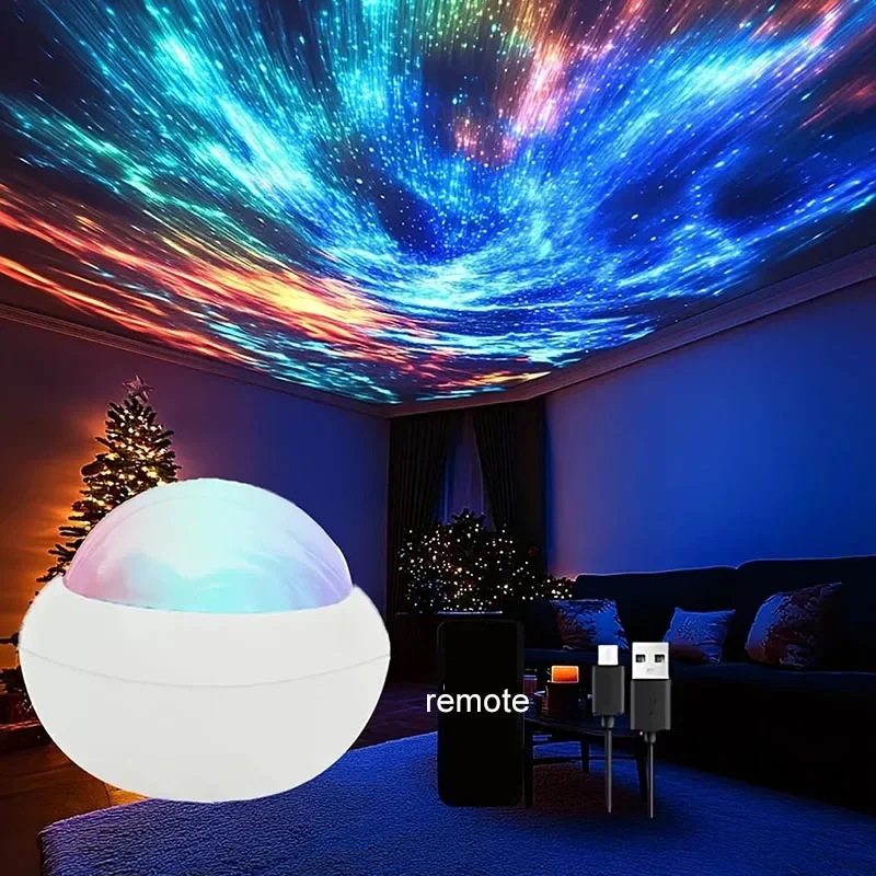 360 °   Aurora Ball atmósfera luces nocturnas cielo estrellado lámpara de proyector del norte enchufe USB con Control remoto para decoración de fiesta en habitación