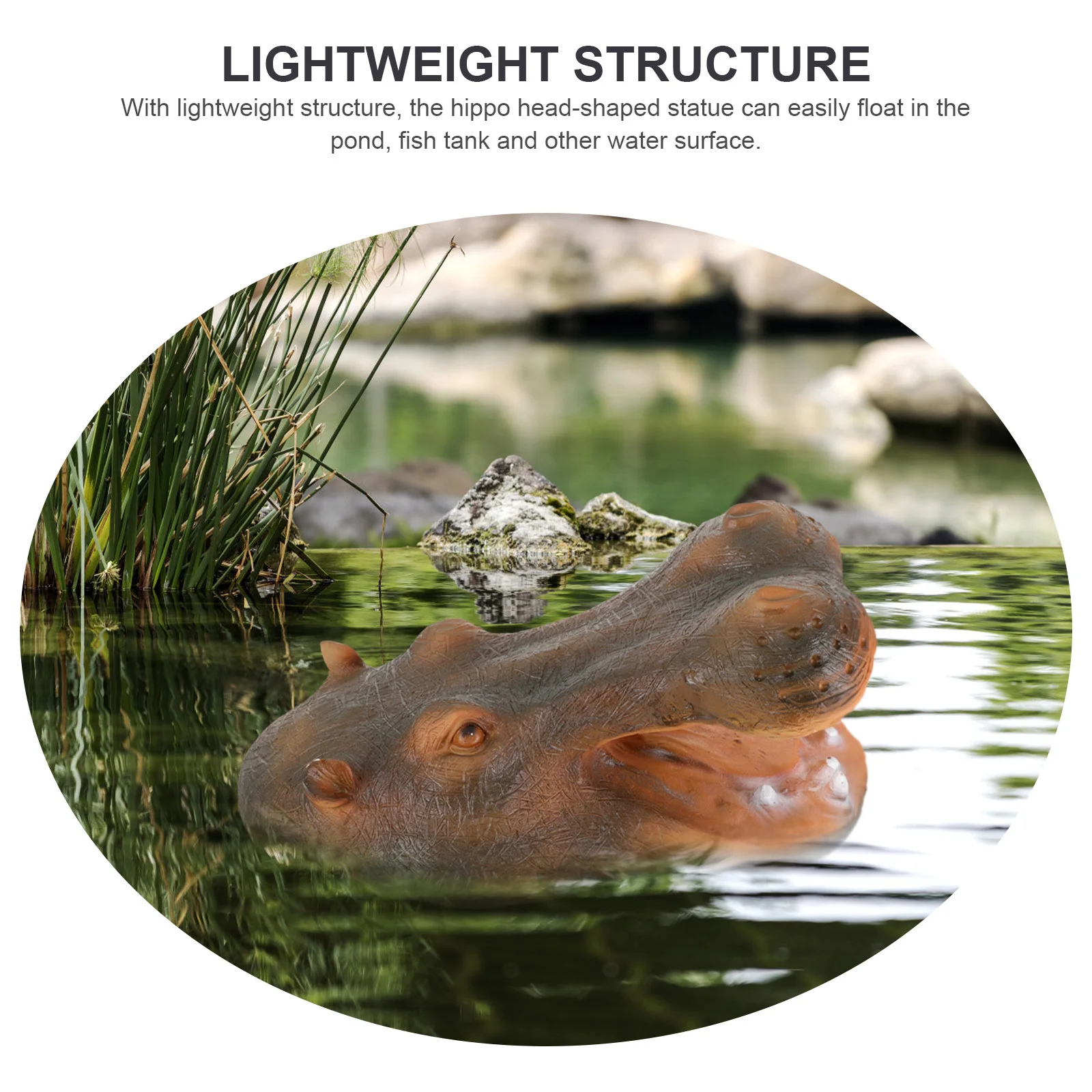 

Resin Floating Hippo Head Statue Garden Decoration Outdoor Pond Water Feature Room Decor Animal Landscape Ornament
