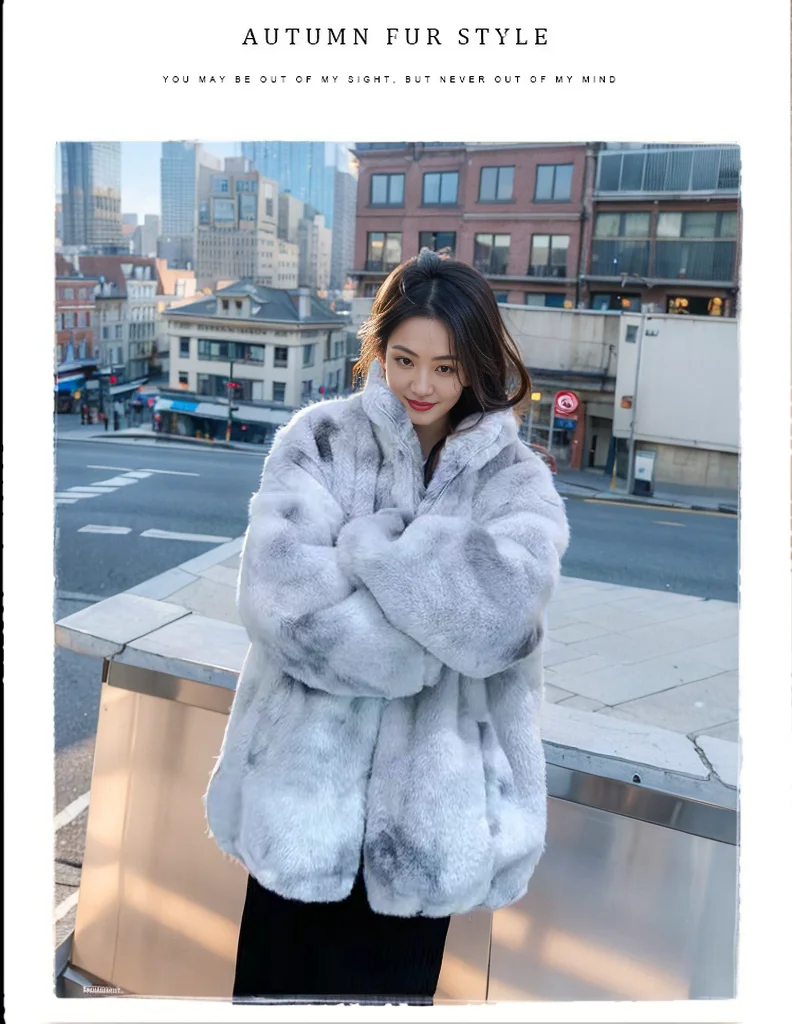 Women\'s dress Winter long rabbit fur coat women\'s hooded coat New zipper thick warm fluffy clothes