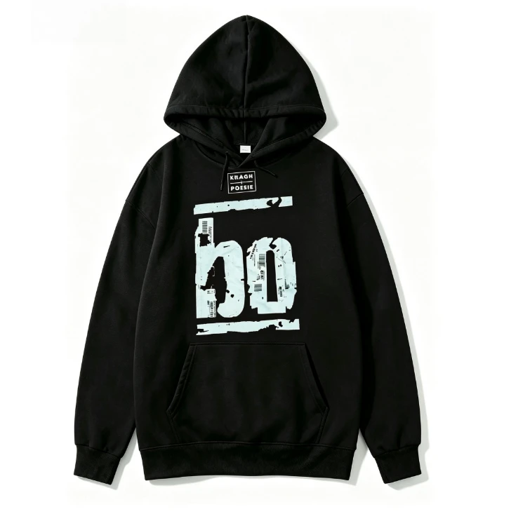 2026 new Black Drawstring Hoodie Distressed Torn‑paper Large Block Letter Frame Graphic Unisex Pullover Hooded Sweatshirt