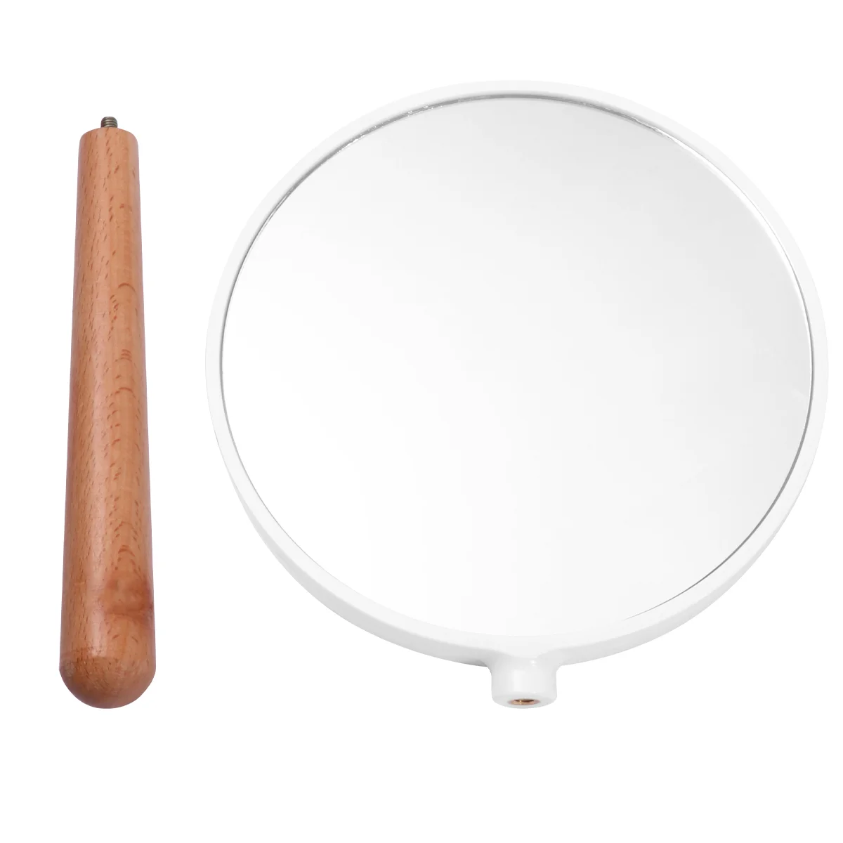 

Vintage Handhold Makeup Mirror Wood Travel Makeup Mirrors Hand Held Mirror for Women Female (White)