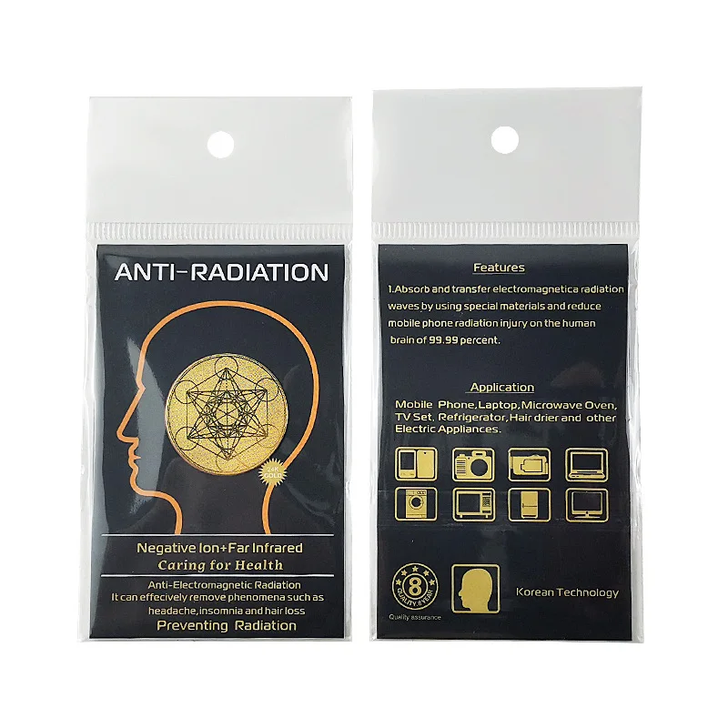 Customized. New 24k Metal Anti-Radiation Energy Phone Sticker Terahertz Round Hexagon Satellite Computer Patch