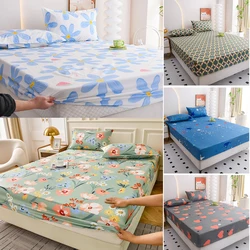 Soft and Skin Friendly Simple Modern Plant Flower Printed Matte Fitted Sheet Bedroom Printed Bed Cover Bedding Fitted Bed Sheet