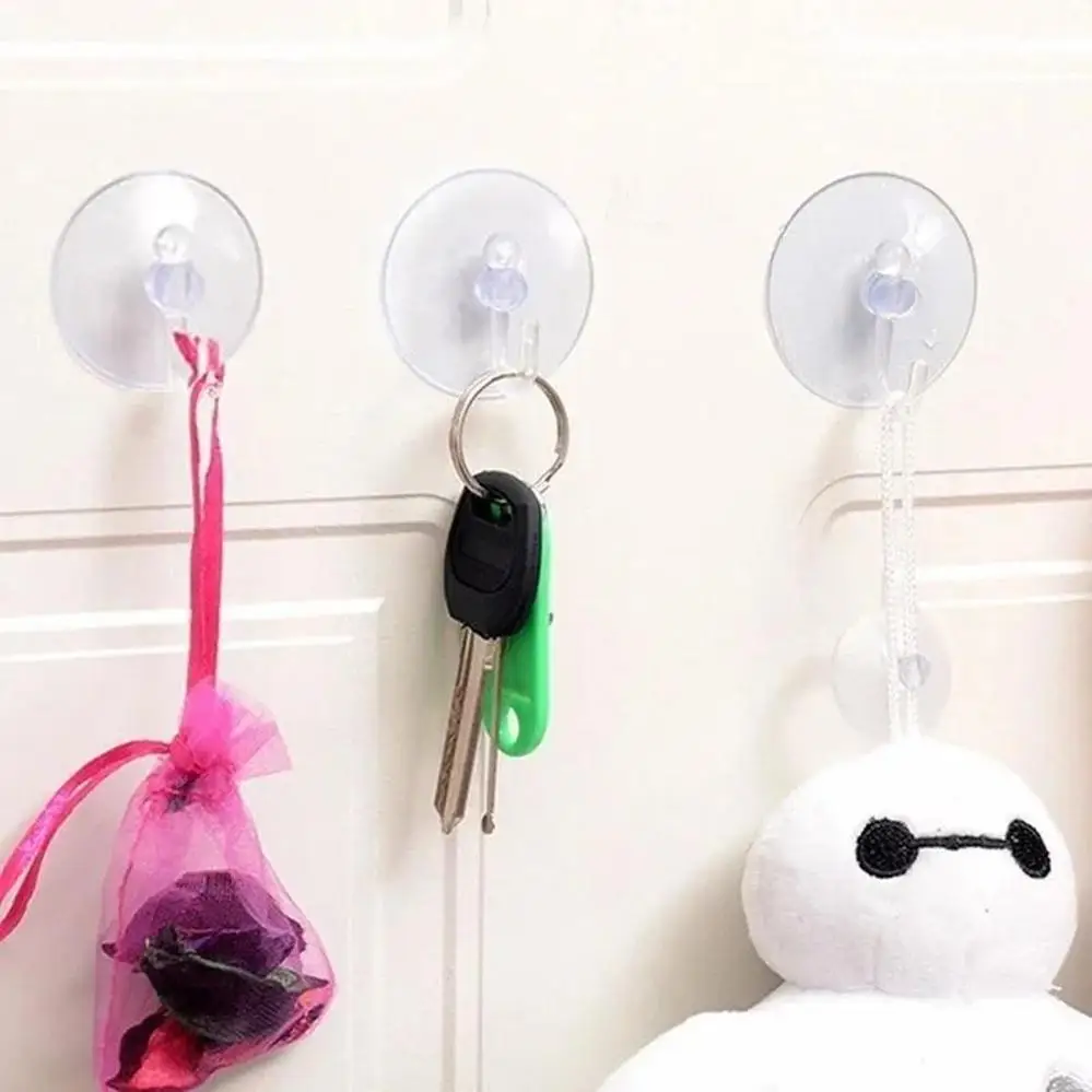 New 5 Pcs Concise Design Transparent Wall Hooks Suitable Bathroom Towel Hanger Hooks Super Strong Suction Cup Window Hooks