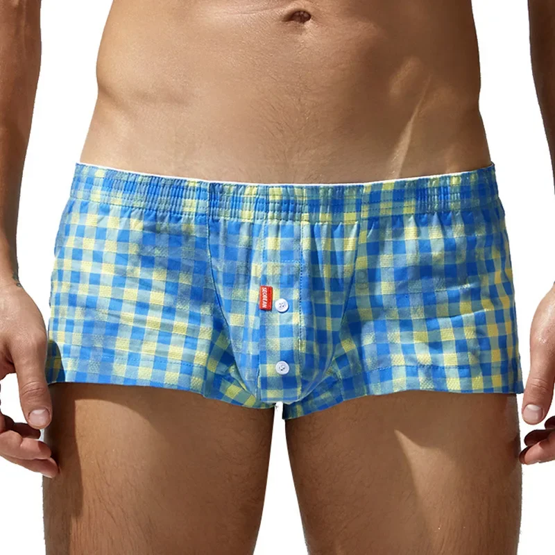 

Men's Underwears Cotton Classic Plaid Mens Boxer Shorts U Convex Pouch Aro Pants Shorts Men Sleep Bottoms