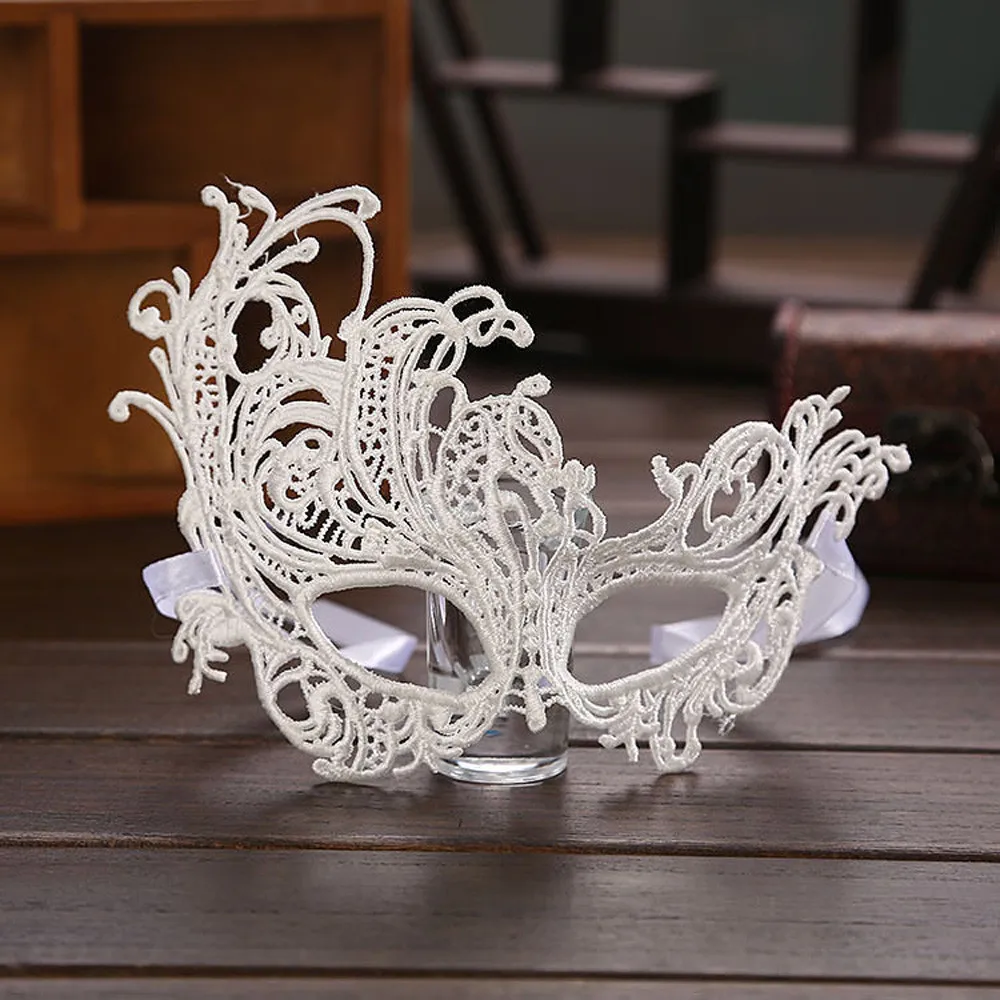Lady Elegant Lace Hollow Flower Queen Style Eyes Masque for Party Evening Dance Mysterious Fancy Cosplay Performance Props