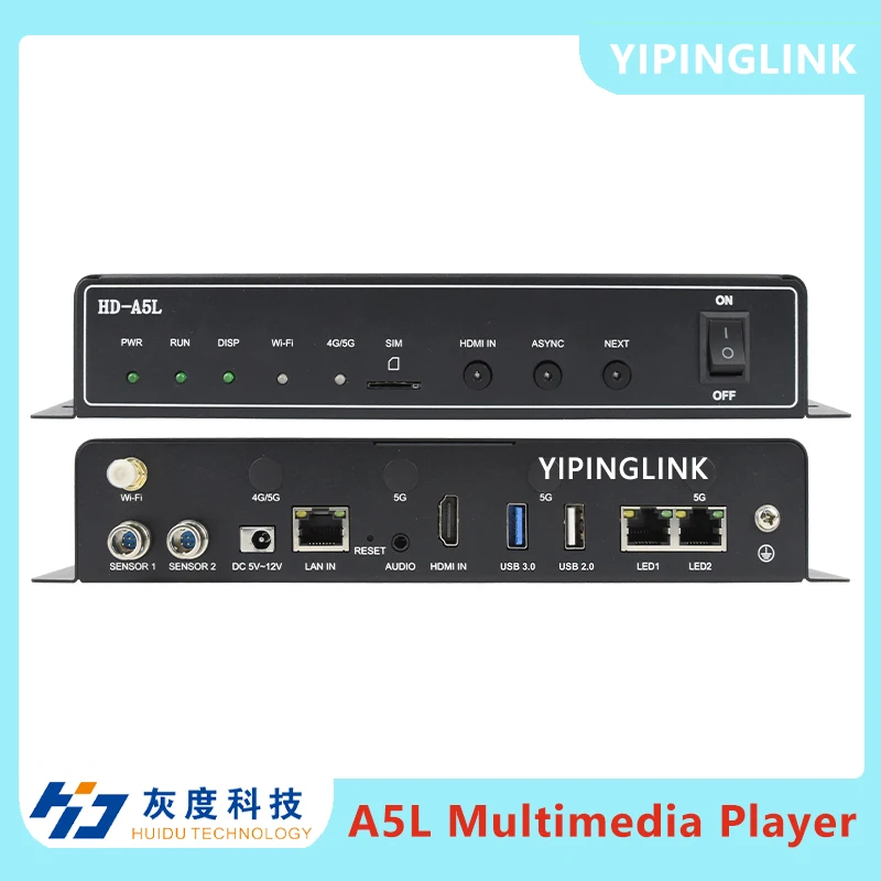 

Huidu A5L Media Player LED Controller Asynchronous Synchronous For Full Color Rental LED Display Screen LED for Stage Background