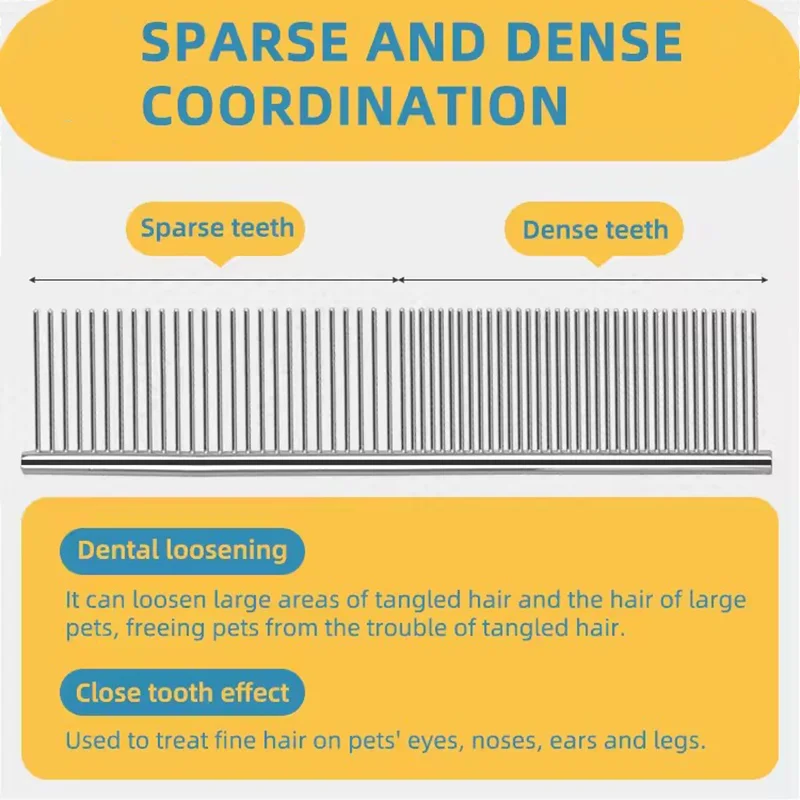 Professional Stainless Steel Pet Comb Needle Comb Dog Cat Grooming Tool Anti Knot Detangling Remove Floating Hair Pet Hair Care