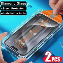 2PCS New Dust Free Installation Screen Protector for IPhone 15 14 13 12 11 Pro Max Tempered Glass for IPhone XS X XR 15 14 Plus