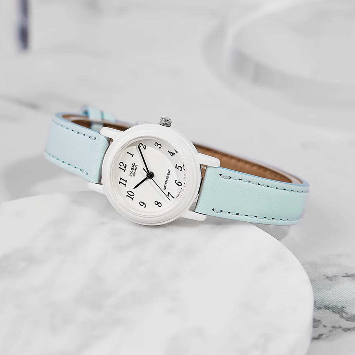 CASIO LQ-139L Quartz Watch for Women, Leather Band, Resin Case, 30M Waterproof, Lightweight Daily Casual Timepiece