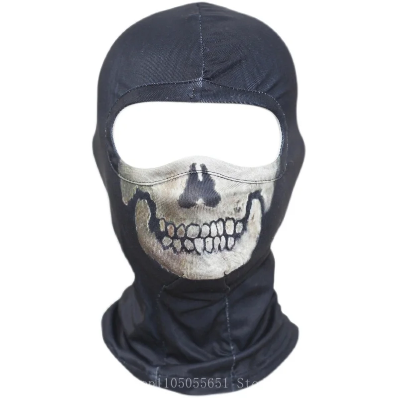 Gioco COD Fantasma Teschio Cosplay Spaventoso Viso Scheletro di guerra Giro Copricapo da esterno Maschera antivento Moto Bicicletta Sci Teschio