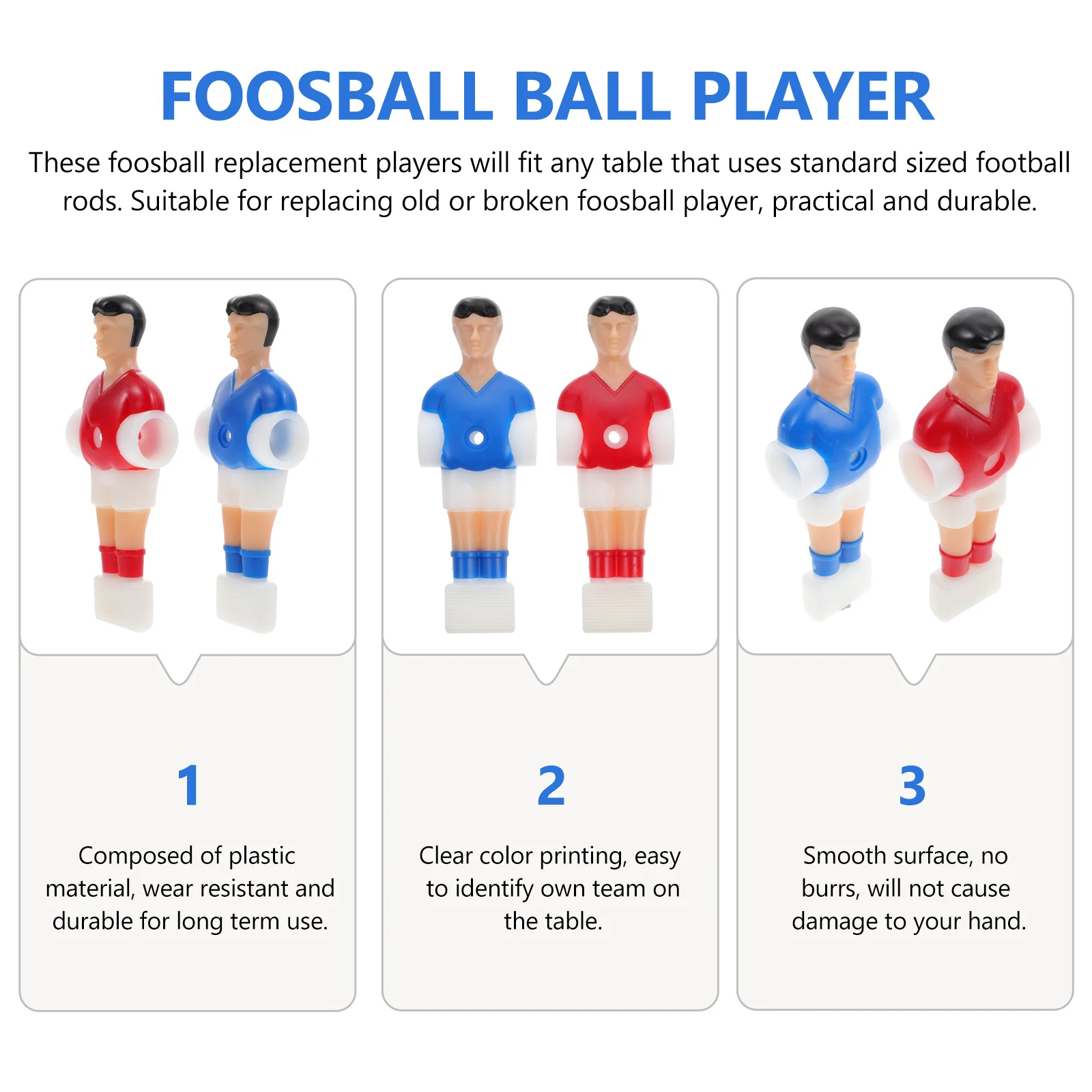 11 Pcs Football Machine Player Foosball Players Accessory Adult Men Replacement Plastic Clear Color Printing Easy Team