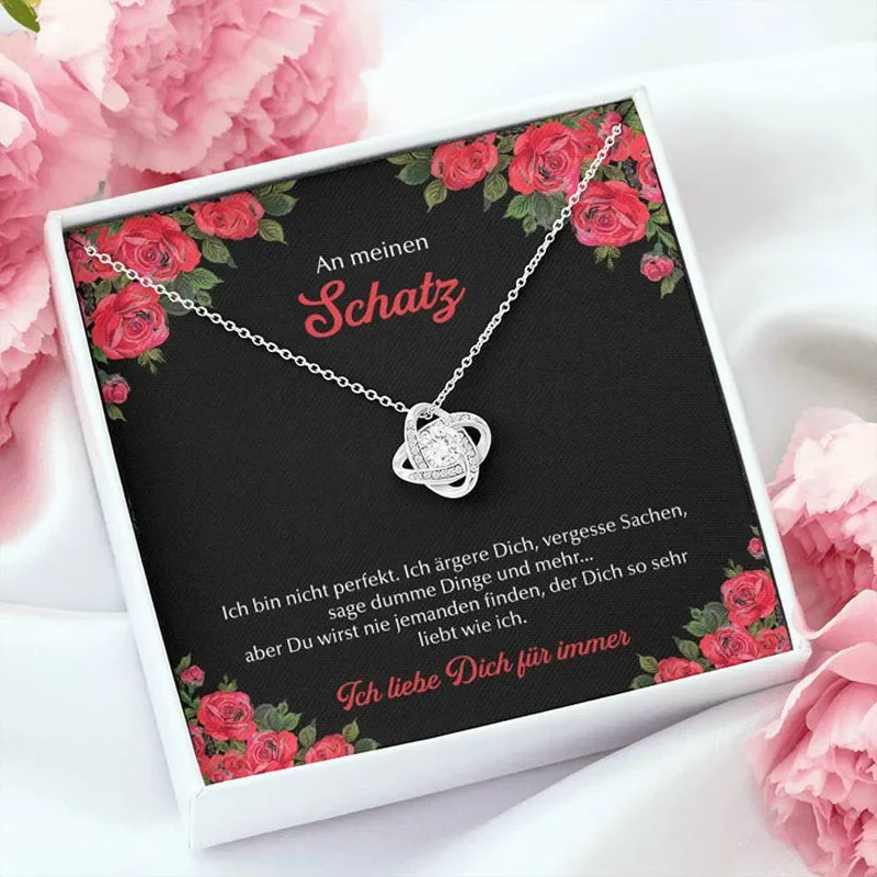 To My Grilfriend Valentine's Day Gift Necklace Birthday Christmas Women Girl Lover Fashion Love Knot Pendant Necklace