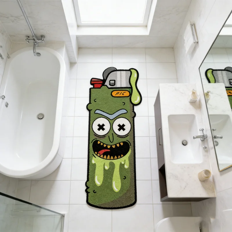 Plastic Base Imitation Gram Weight1200g Thickness12.1mm 1Piece of Quirky Cartoon Pickled Cucumber Lighter-Shaped Carpet Abstract