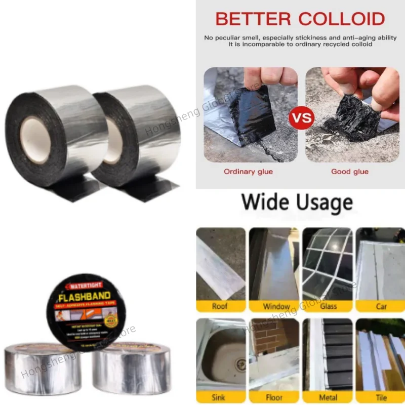 

Super Sticky Aluminum Asphalt Tape High Temperature Resistance Waterproof Roof Stop Pipe Crack Duct Repair Seal Tapes Stop Leak