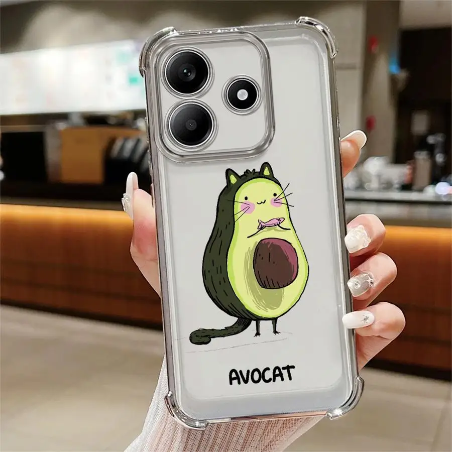 Cartoon-Avocado-Familienhülle für Redmi Note 13 11 10S 9Pro 12 Pro 11S 14 10 Lite 10 Pro 9S Klare Abdeckung