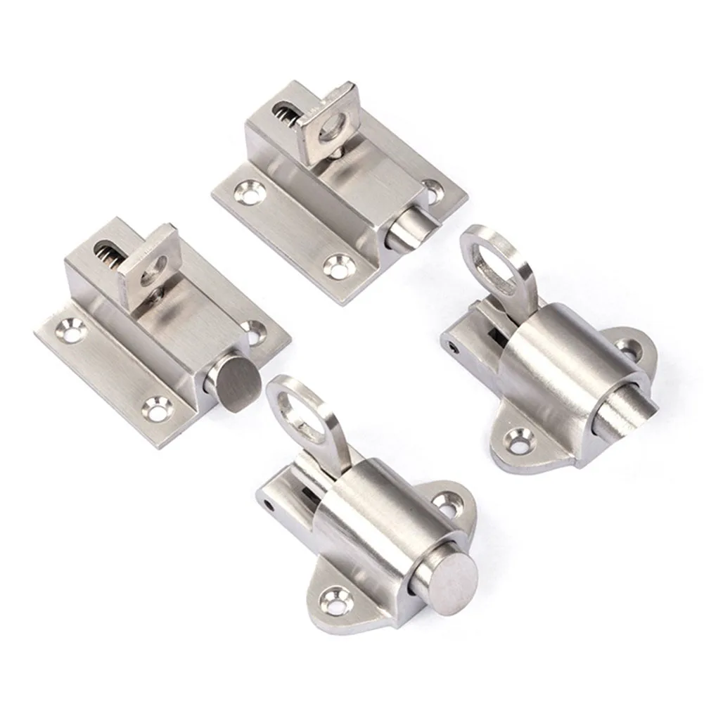 Stainless Steel Spring Latch Lock Anti-Theft Door Latch Automatic Latch Sliding Lock Bolt Hardware Gate  Window Safety Lock