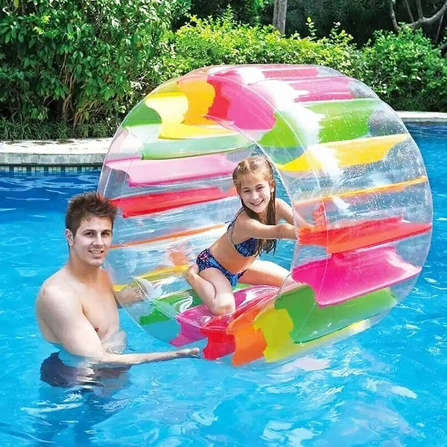 PVC Inflatable Water Roller 100CM Color Transparent Floatation Device - Children's Beach Swimming Pool Kart Toy