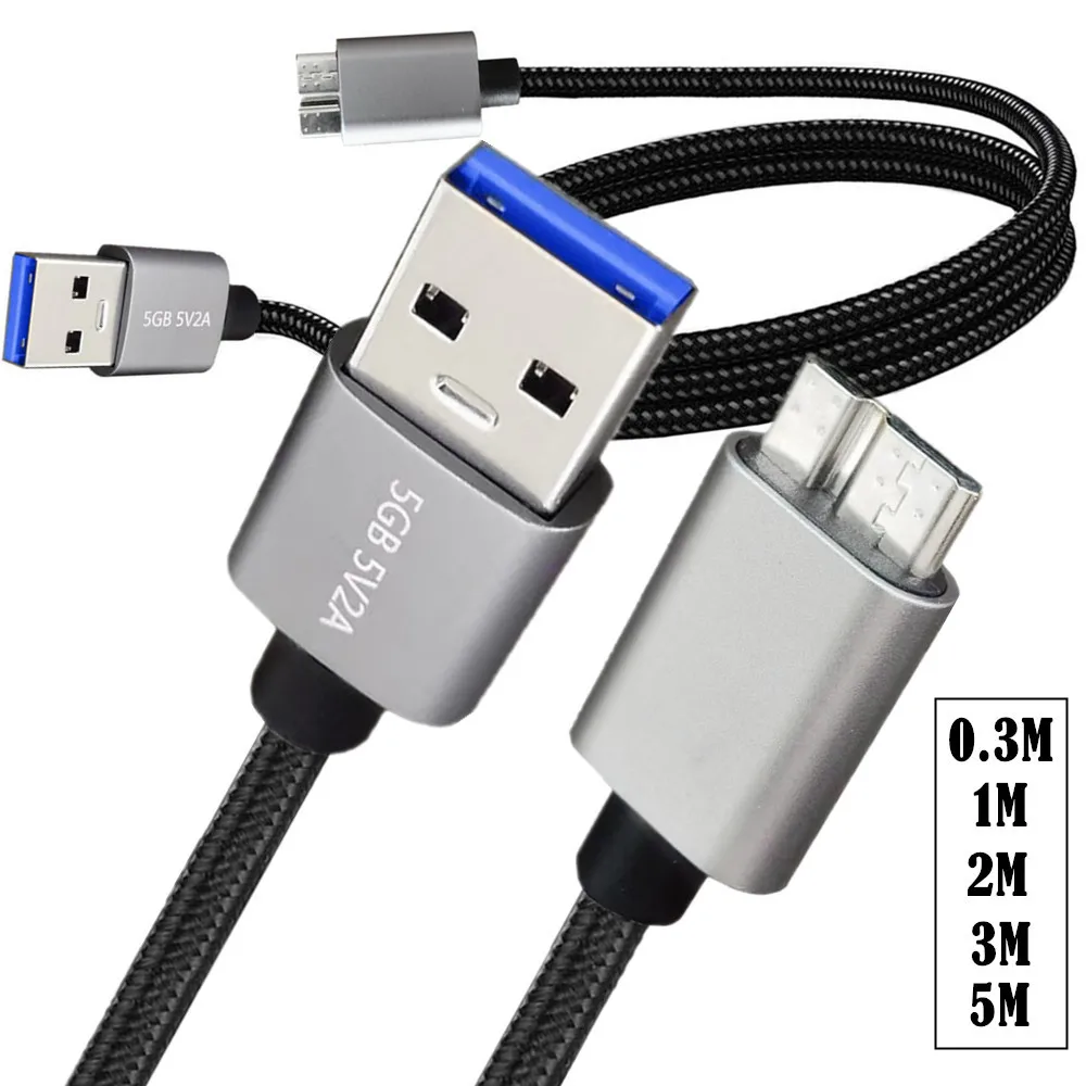 5M 3M Micro USB3.0 Cable USB 3.0 Type A Male to Micro B Cord Compatible with Samsung Galaxy S5 Note 3 Camera Hard Drive and More