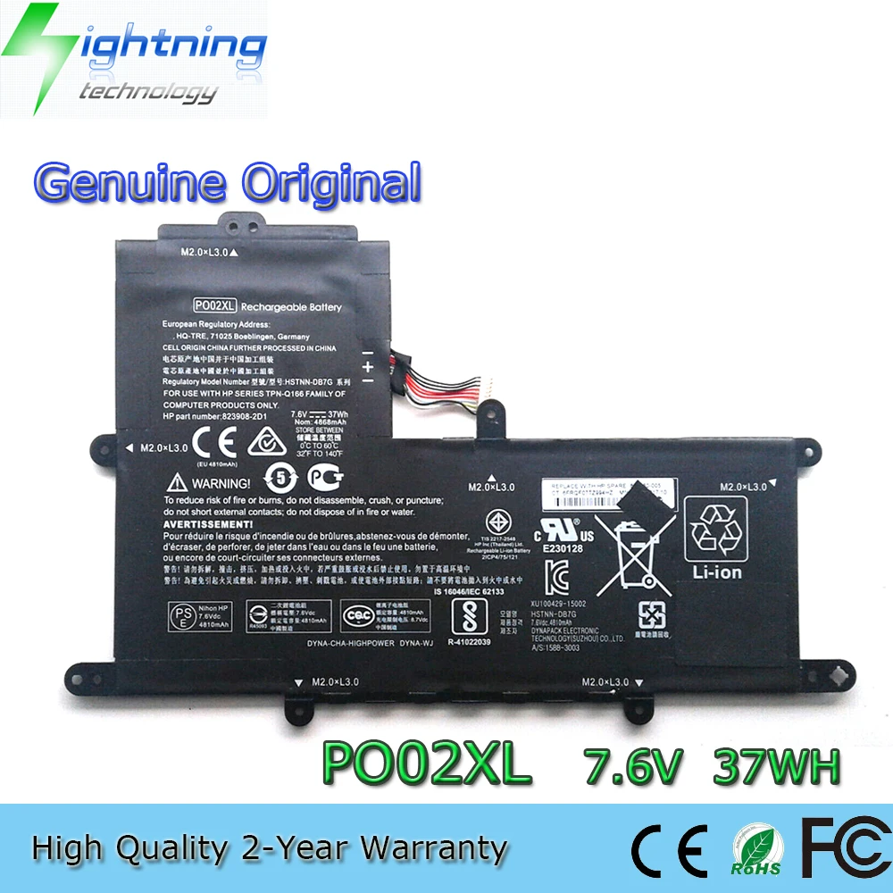 Original Genuíno Po02xl 7.6v 37wh Bateria do Portátil para hp Stream 11-r 11-ah 11-ak 11-y 11 Pro g2 g3 g4 g5 Novo