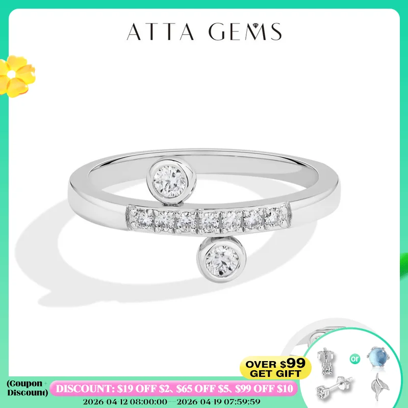 

ATTAGEMS Light Luxury Moissanite Rings Round Cut DVVS1 925 Sterling Silver Original Design Engagement Band forWomen Fine Jewelry