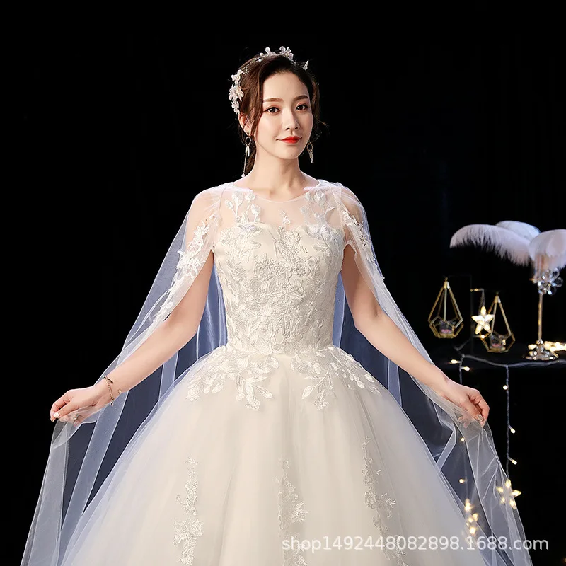 2024 Huqiu Wedding Dress Qi Di Wedding Dress New Bridal Dress One Shoulder Princess Large Size Simple Forest Style