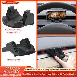 For Tesla Model 3 Y Highland 2017-2025 Liquid Silicone Rubber Car Phone Holder No trace Clip-on For Dashboard Air Vent