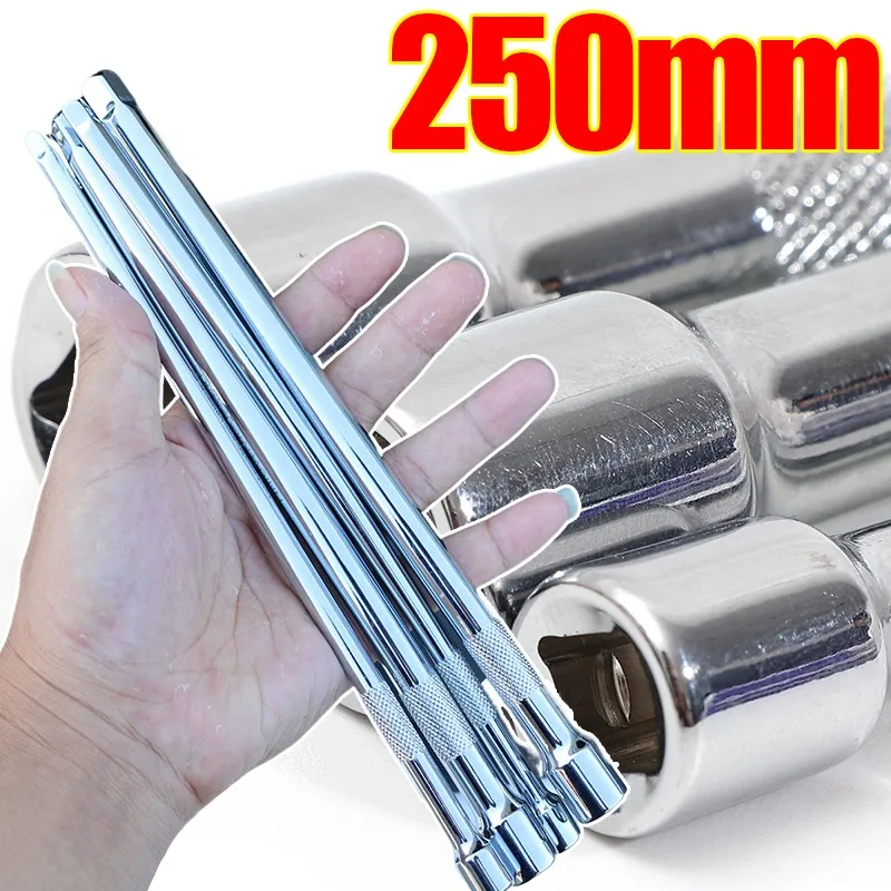 

1/4 "3/8" 1/2" приводная качающаяся головка, удлинитель 250 мм, 10 дюймов, длинный адаптер с храповым механизмом, стальной ручной инструмент для авторемонта