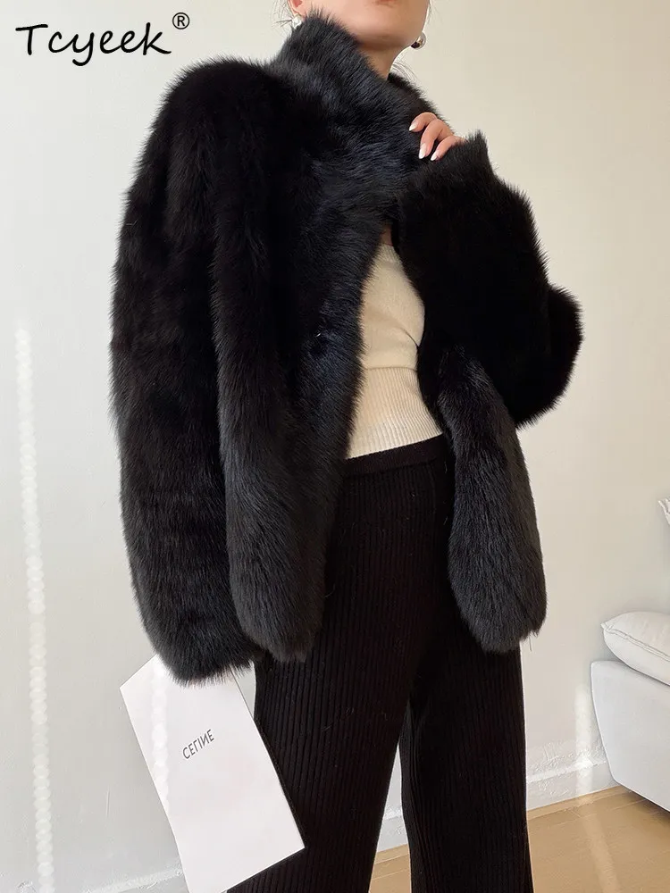 Tcyeek manteau de fourrure de mouton naturel veste en cuir véritable femmes vestes d'hiver chaudes 2025 vêtements de fourrure véritable femme Шуба Ж Döncud