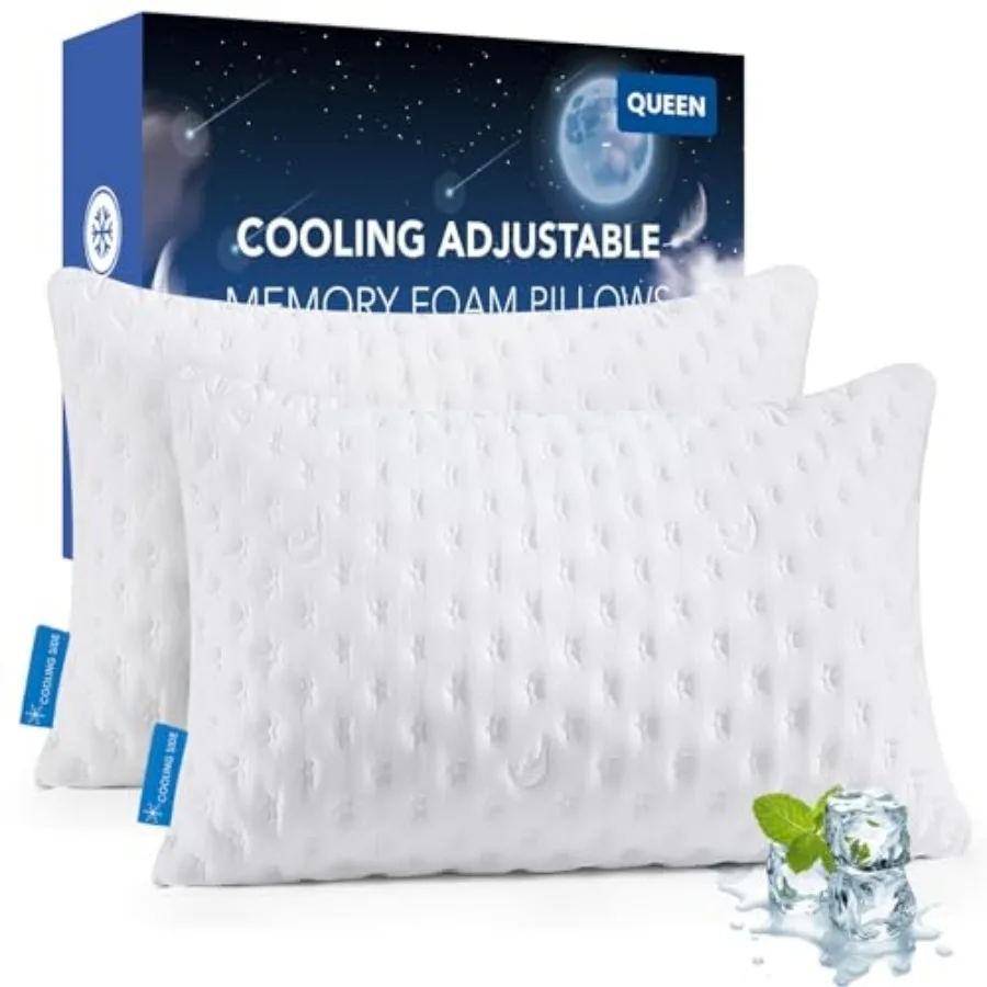 

Cooling Side Sleeper Pillow for Neck and Shoulder Pain, Luxury Shredded Memory Foam Pillows for Sleeping, Firm Bed Pillows Set