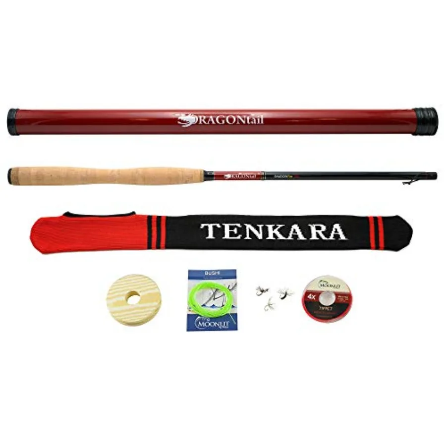 

Удочка для нахлыстовой рыбалки Tenkara 12 футов Shadowfire 365 DRAGONtail из углеродного волокна, черная, легкая, ультрачувствительная, для заброса лески