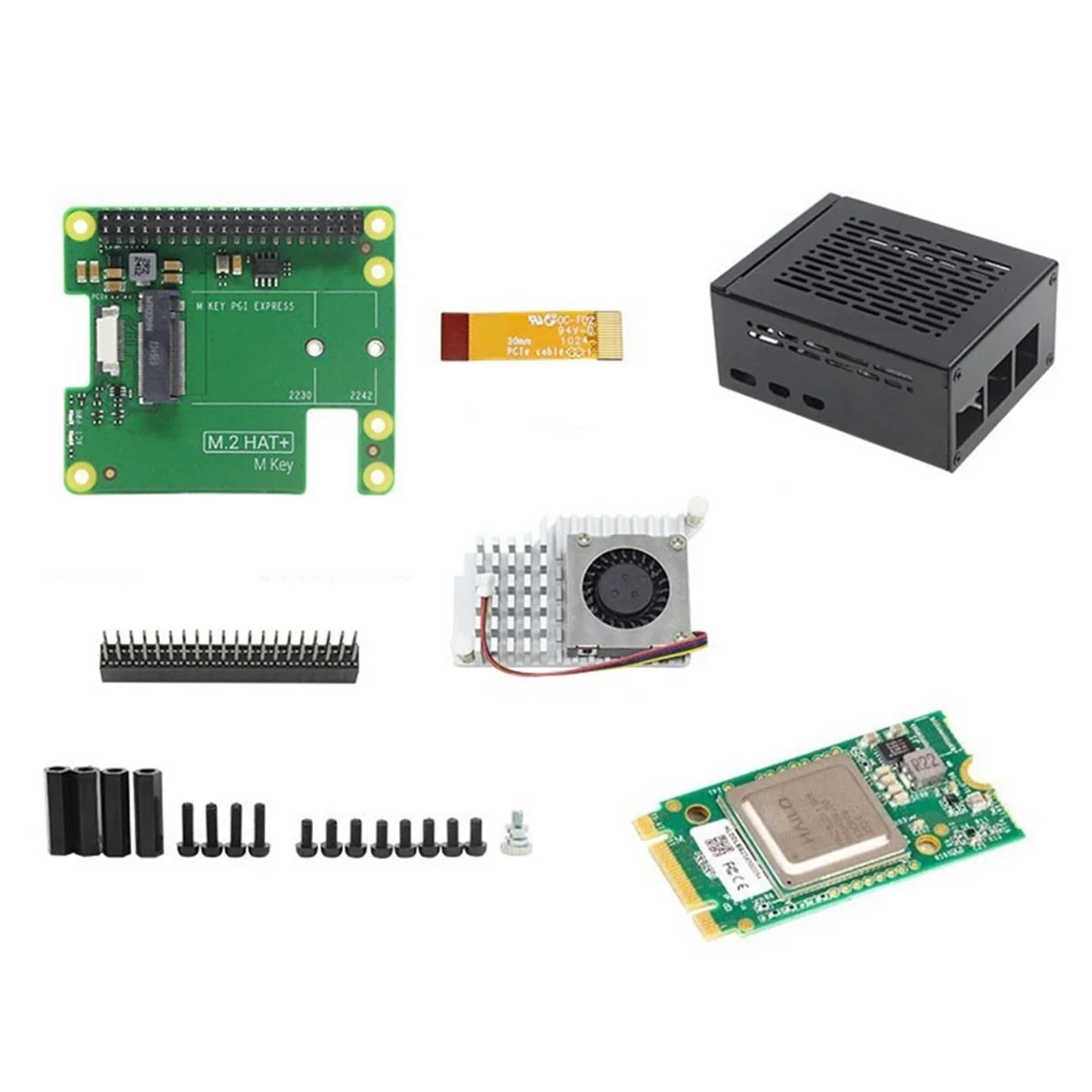 

For 5 AI Kit M.2 HAT+ Al Acceleration Module+Blower+Case 13 TOPS Gen3 for Robotics Home Automation