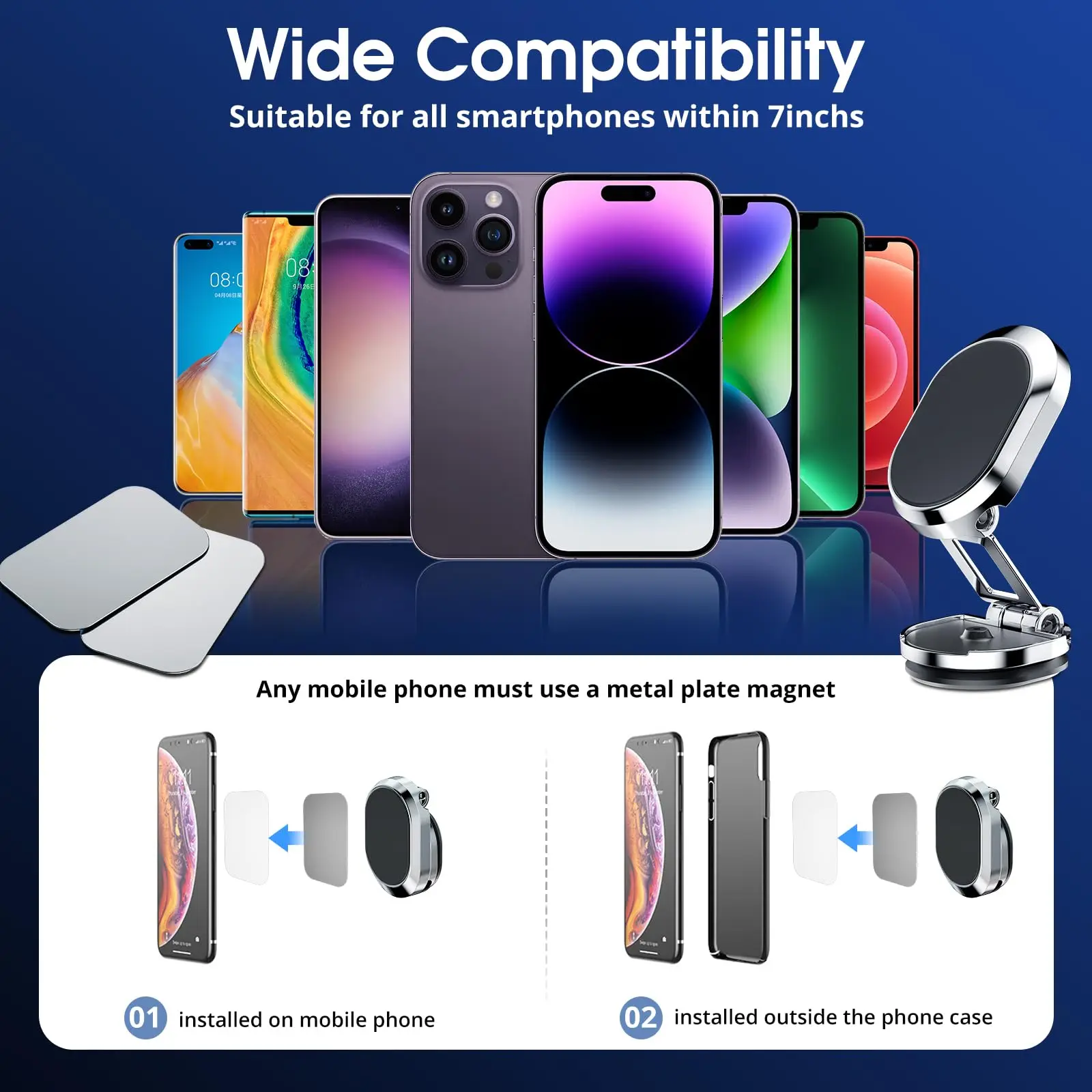 1080 Magnetic Car Phone Holder Magnet Smartphone Support GPS Foldable Phone Bracket in Car For iPhone 14 13 12 11 Samsung Xiaomi