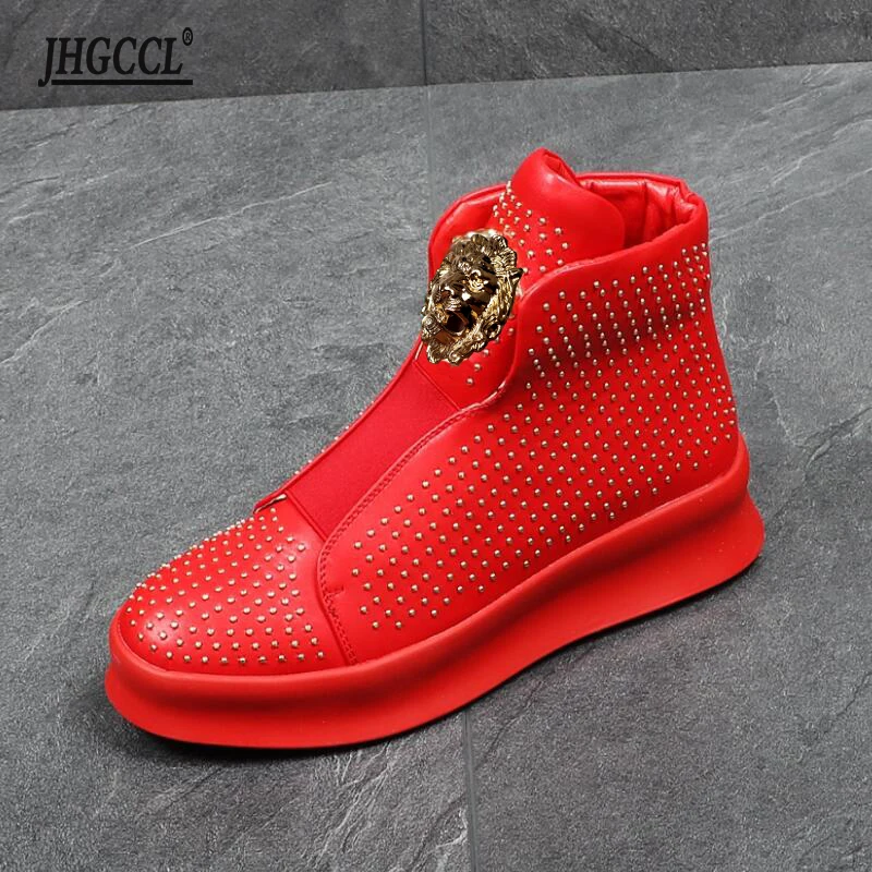 

Дизайнерские модные мужские ботинки на платформе с заклепками, повседневная обувь, ботильоны Zapatos Hombre A26