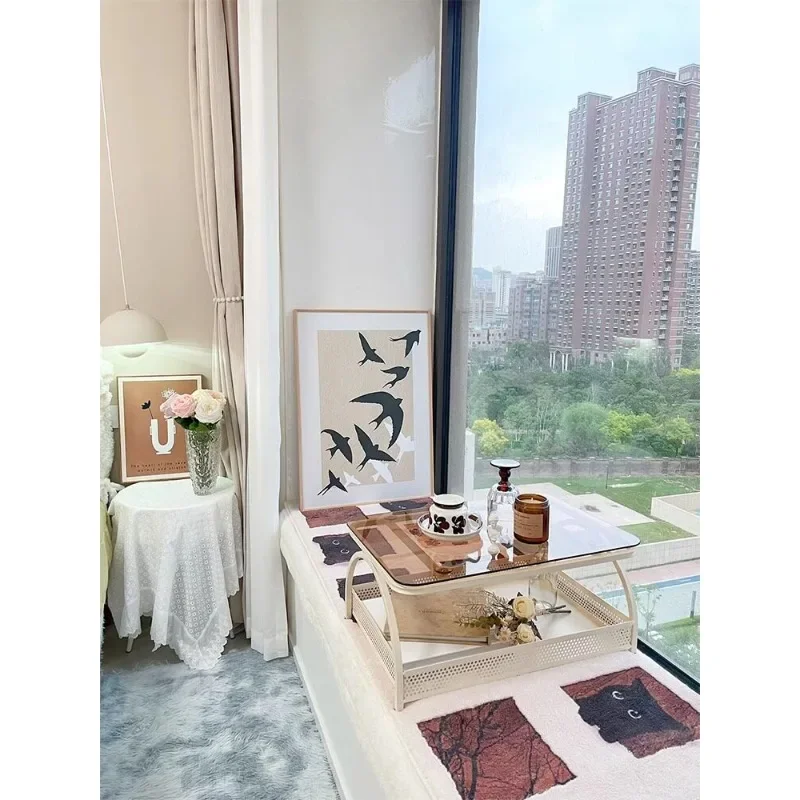 Bedroom bay window small table tatami small coffee table simple kang few household kang table window sill tea  Internet cel