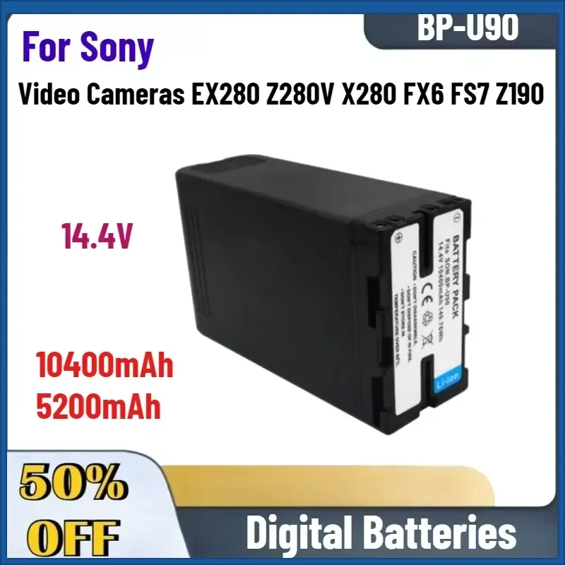 High-Performance 14.4V 10400mAh 5200mAh BP-U90 BP-U60 Rechargeable Battery for Sony Video Cameras EX280 Z280V X280 FX6 FS7