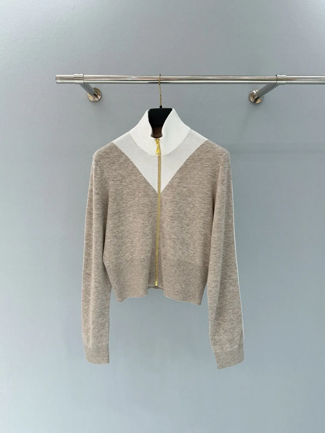 

Fashion 2026 Spring Women‘s Sweater Contrast Color Turtleneck Zipper Up Cardigan Casual Long Sleeve Knitwear Outwear Tops