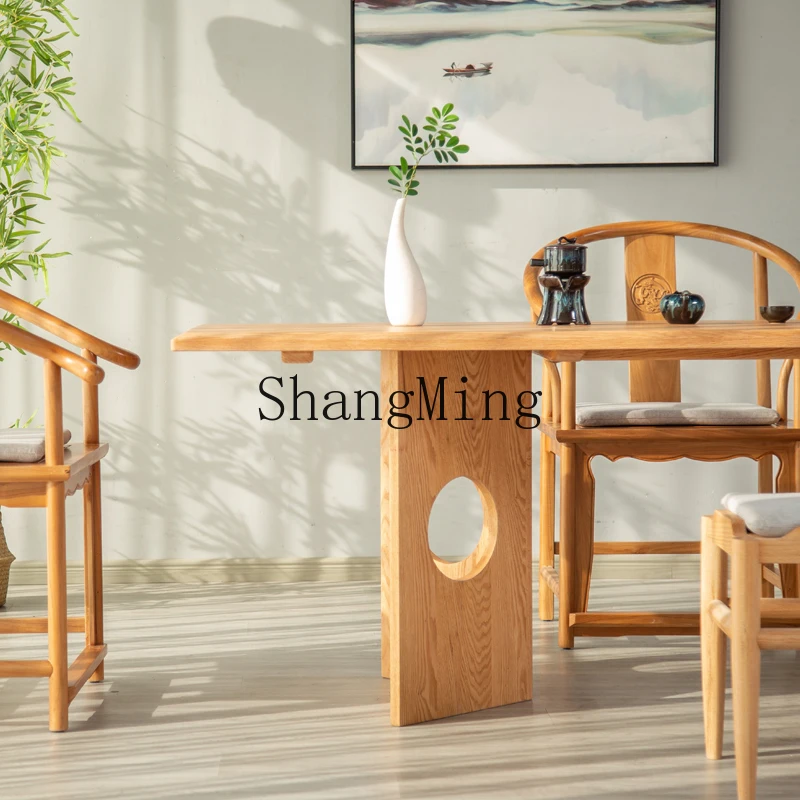 ZYY جميع طاولة طعام الشاي المصنوعة من الخشب الصلب وكرسي مزيج جديد على الطراز الصيني طاولة القهوة المنزلية مكتب سجل اللون طاولة الكونغ فو البلوط #4