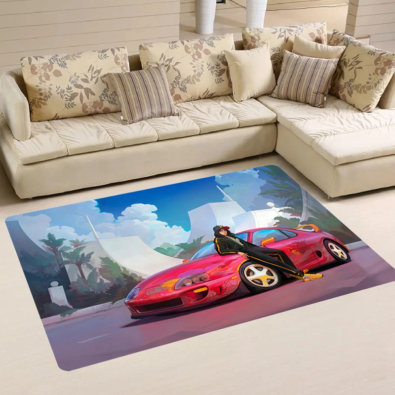 JDM Car Anime Living Room Kitchen Rug Floor Mat Carpets Home Balcony Rugs Doormat Entrance Door Foot Carpet Mats Bathroom Bath