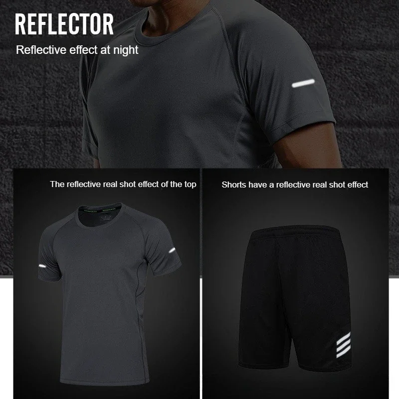 Summer Sports Suit Men's Running Suits Gym Summer Two-piece Quick-drying Clothes Ice Silk Thin Casual Shorts