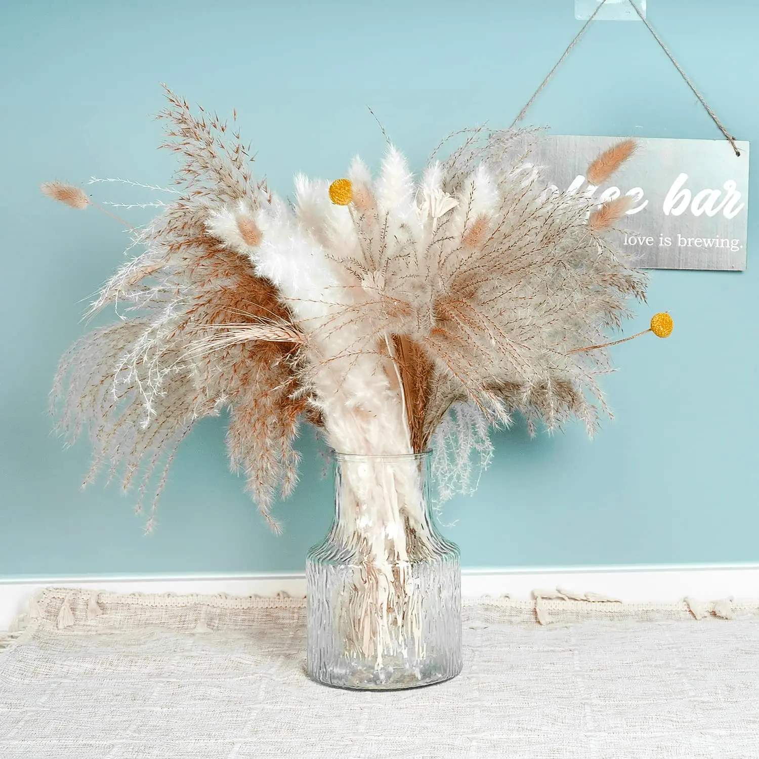 

30/40Pcs/lot White Pampas Grass Fluffy Room Phragmites Decoration Natural Bunny Tail Grass Dried Flowers Bouquet Boho Home Decor