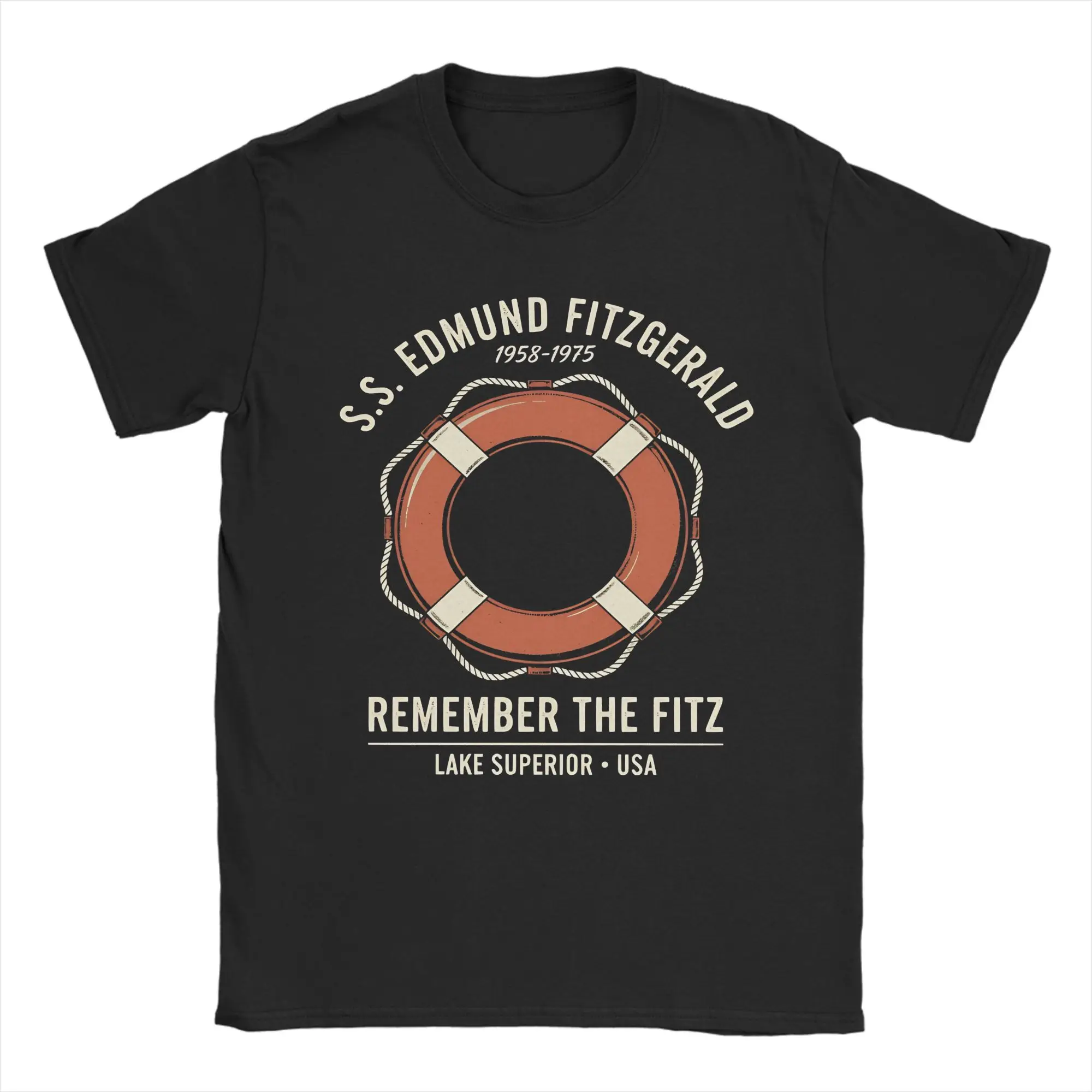 NOV-40 SS Edmund Fitzgerald Lake T Shirt Summer Men Pure Cotton Round Neck 4XL 5XL 6XL Tees Short Sleeve Aesthetic Tops