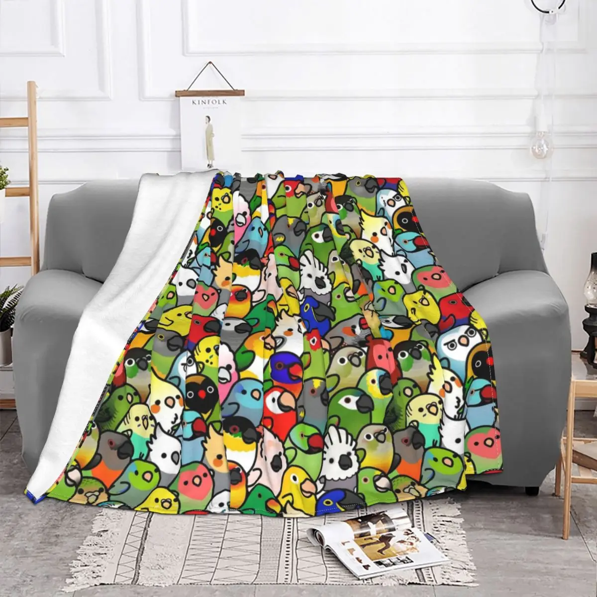 Cockatiel Bird Pattern Blanket Flannel Parrots Animal Soft Throw Blanket for Outdoor Travel Bedspread