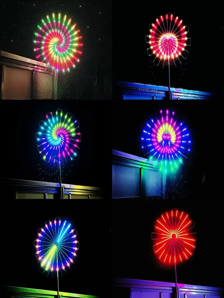 Rotatable Windmill Double‑Sided LED Firework Strobe Light Programmable Outdoor Lamp for Community Square Celebration