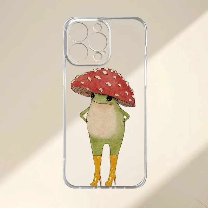 حافظة هاتف بنمط الضفدع مناسبة لهاتف آيفون 17 16 15 14 13 12 11 Pro/ Max/Plus حافظة ناعمة شفافة مضادة للسقوط #6