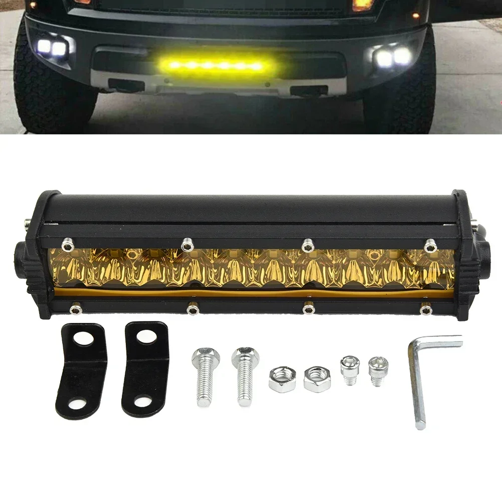 7-Inch Car 4WD Truck LED Work Fog Light Bar Off-Road Driving Lamp 60W DC 9-32V Yellow For ATV SUV For Jeep Truck Boat Bus