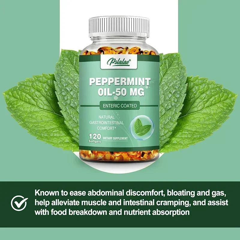 زيت النعناع 50 مجم - يعزز الهضم والامتصاص، ويقلل من الانزعاج في البطن، ويساعد صحة الجهاز الهضمي والأمعاء